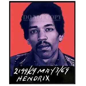 Jimi Hendrix Mugshot Photograph 11 X 14 | RARE 1969 Toronto Mug Shot Poster Art